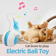 Pet Electric Toy Ball Feather Teaser Cat Stick 2025