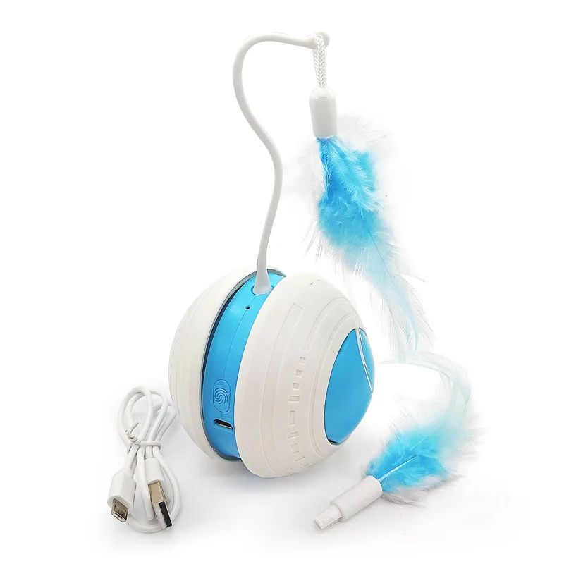 Pet Electric Toy Ball Feather Teaser Cat Stick 2025